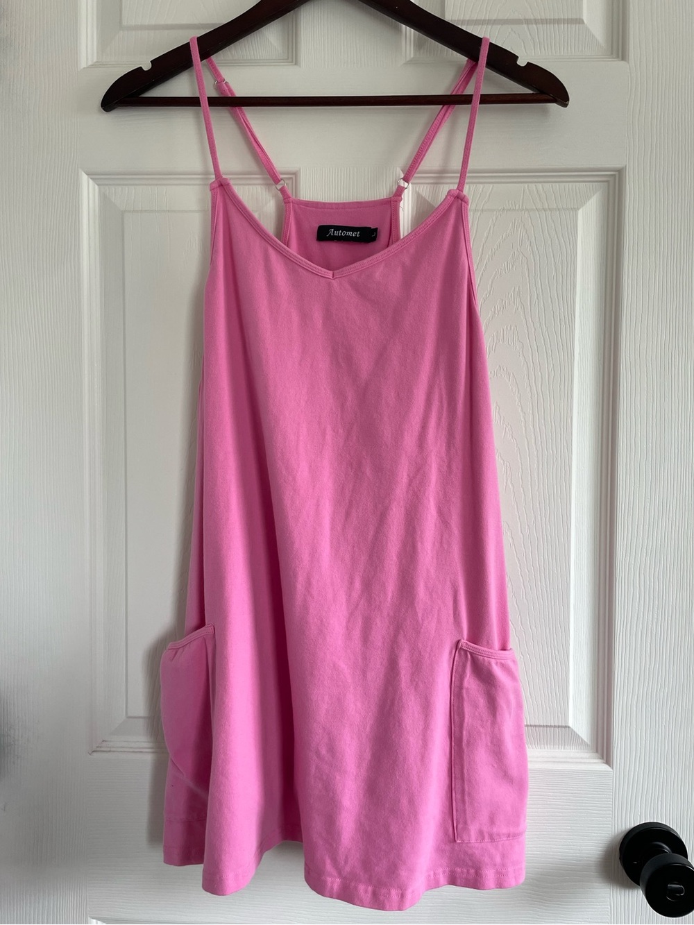 Autograph Bright Pink Swing Cami Dress Pocket Mini Dress Large Barbiecore Resort